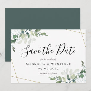 Eucalyptus Greenery Watercolor Wedding Save The Date