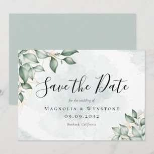 Eucalyptus Greenery Watercolor Wedding Save The Date