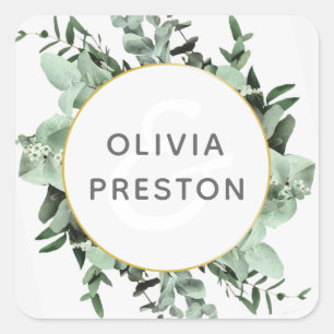Eucalyptus Greenery Watercolor Wedding Sticker