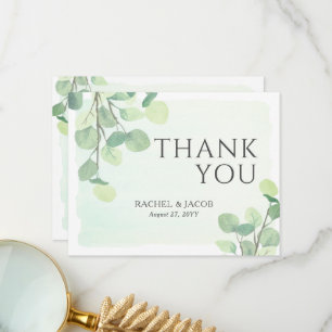 Eucalyptus Greenery Watercolor Wedding Thank You Card