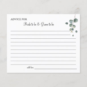 Eucalyptus greenery Wedding Advice card shower