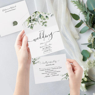 Eucalyptus Greenery Wedding All In One Invitation