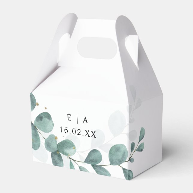 Eucalyptus Greenery Wedding Bonbonniere Gable Favour Box (Front Side)