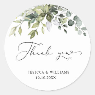 Eucalyptus Greenery Wedding Classic Round Sticker