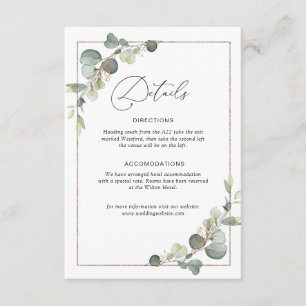 eucalyptus greenery wedding details card