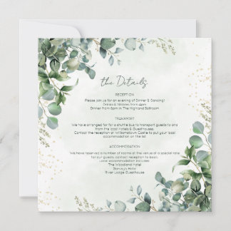 Eucalyptus Greenery Wedding Details Card Sq-1001A