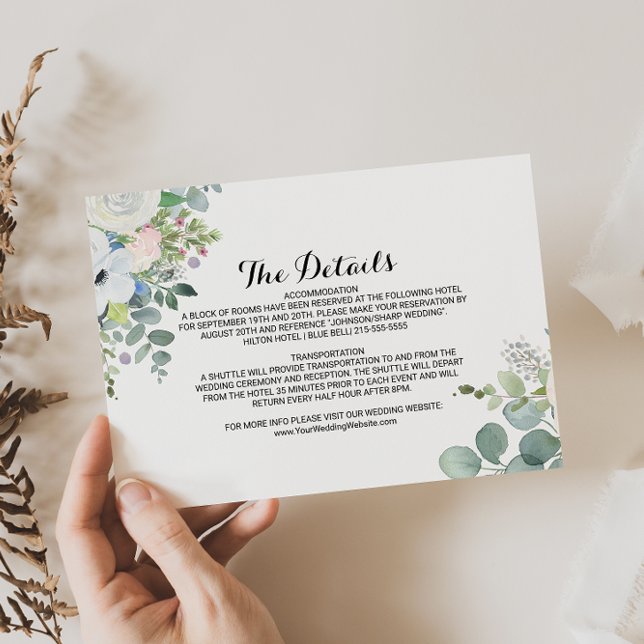 Eucalyptus Greenery Wedding Details Insert Card (Creator Uploaded)