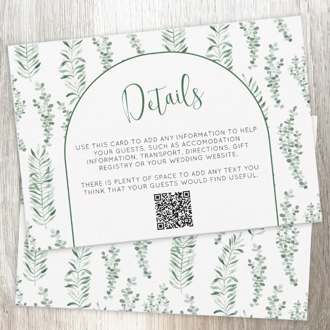 Eucalyptus Greenery Wedding Details QR Code Card (Creator Uploaded)