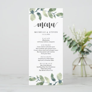 Eucalyptus Greenery Wedding Elopement Dinner Menu