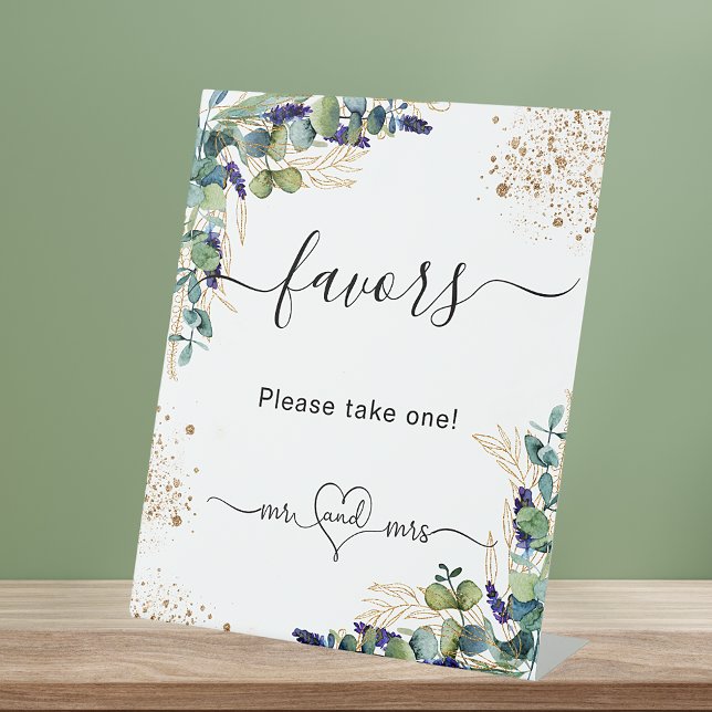 Eucalyptus greenery wedding favours guests pedestal sign (Creator Uploaded)
