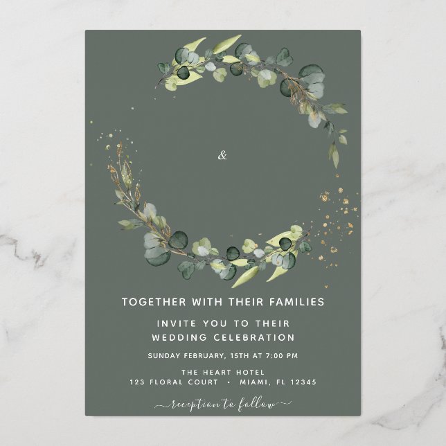 Eucalyptus Greenery Wedding Green Background  (Front)