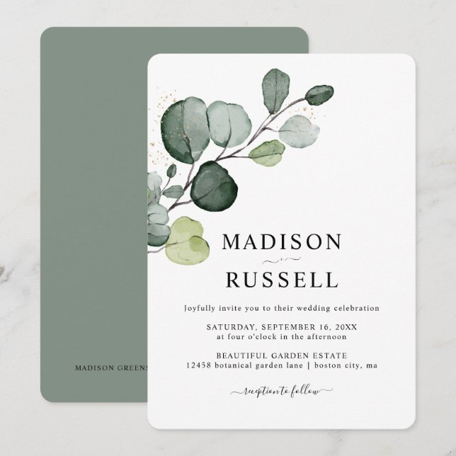 Eucalyptus Greenery Wedding Invitation (Front/Back)