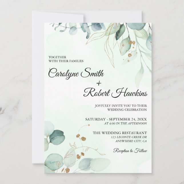 Eucalyptus Greenery Wedding Invitation (Front)