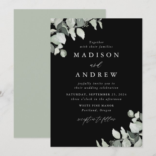 Eucalyptus Greenery Wedding Invitation (Front/Back)
