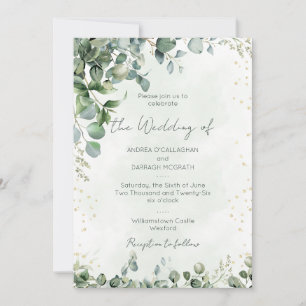 Eucalyptus Greenery Wedding Invitation Flat Card