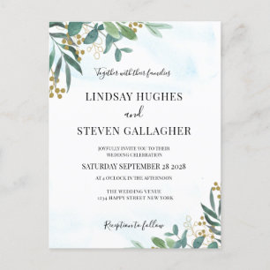  Eucalyptus Greenery Wedding Invitation Postcard