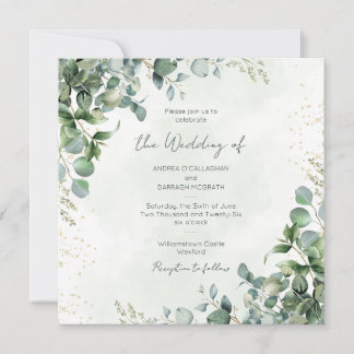 Eucalyptus Greenery Wedding Invitation Square 1001