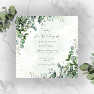 Eucalyptus Greenery Wedding Invitation Square 1001