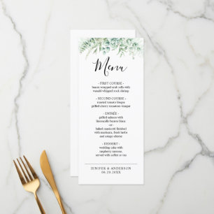 Eucalyptus Greenery Wedding Menu