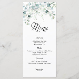 Eucalyptus Greenery Wedding Menu