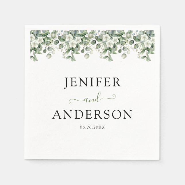 Eucalyptus Greenery Wedding Napkin (Front)