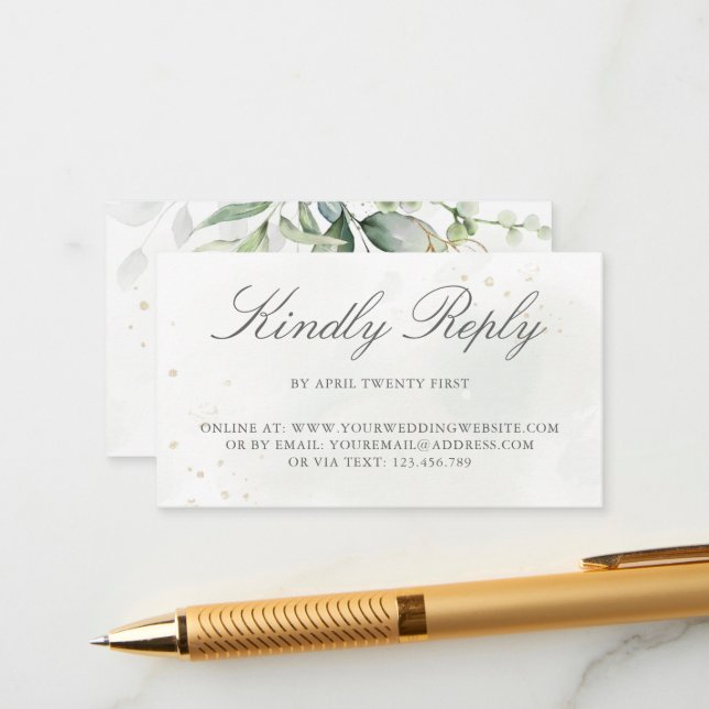 Eucalyptus Greenery Wedding Online RSVP Enclosure Card (Front/Back In Situ)