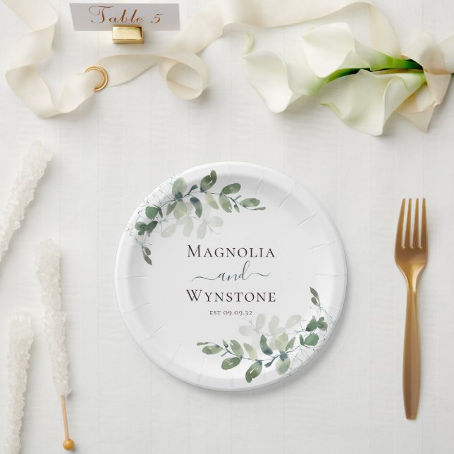 Eucalyptus Greenery Wedding Paper Plate (Wedding)