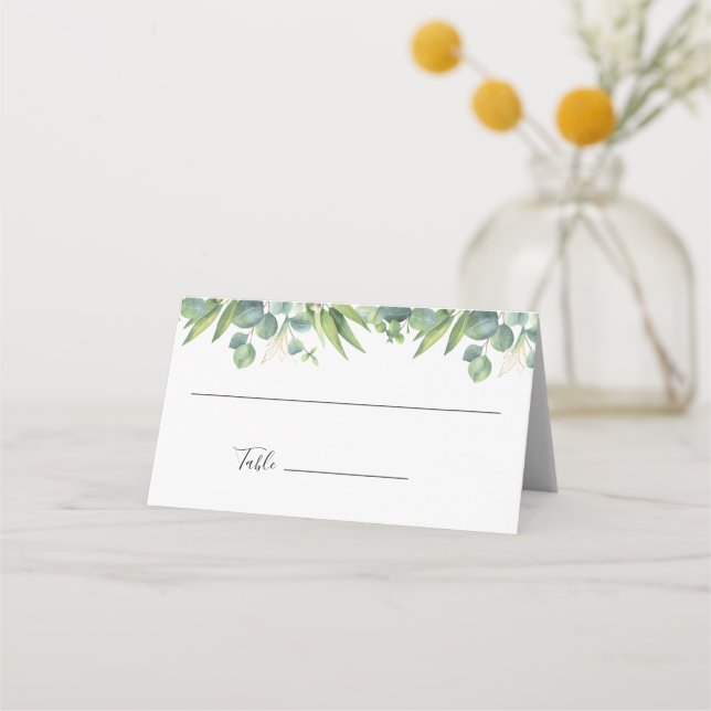 Eucalyptus Greenery Wedding Place Card (Front)