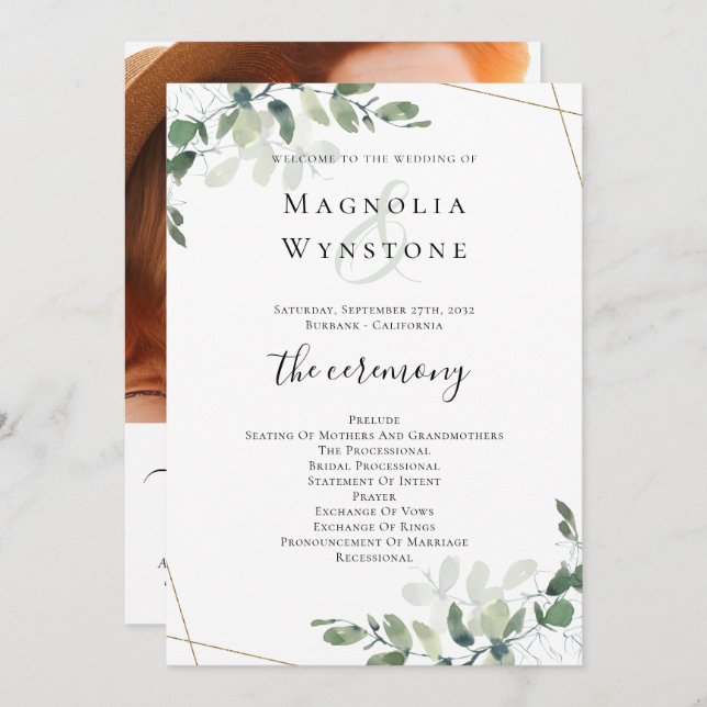 Eucalyptus Greenery Wedding Program (Front/Back)