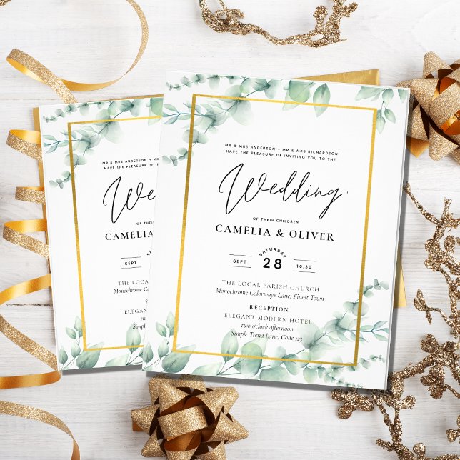Eucalyptus Greenery Wedding QR CODE Modern Budget Flyer (Creator Uploaded)