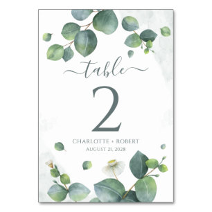 Eucalyptus Greenery Wedding Reception Seating Table Number