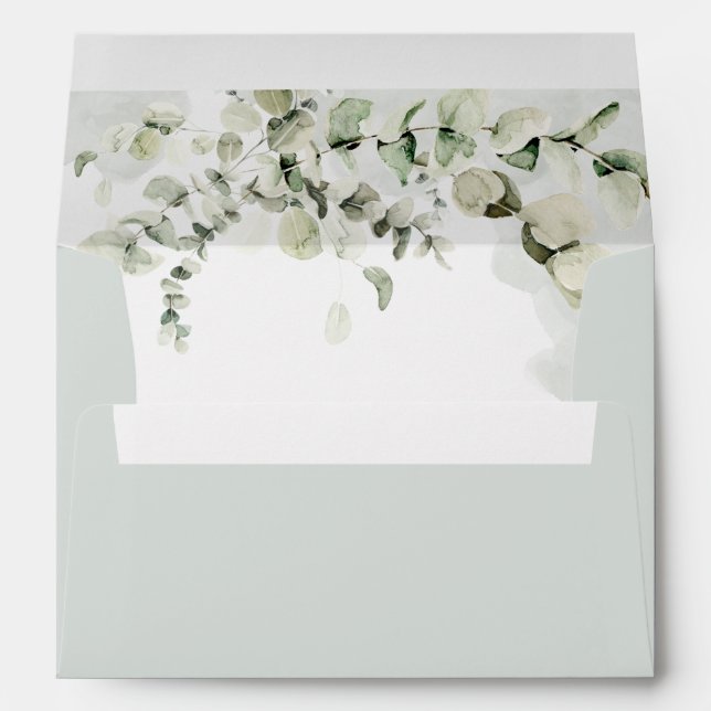 Eucalyptus Greenery Wedding Return Address Envelope (Back (Bottom))