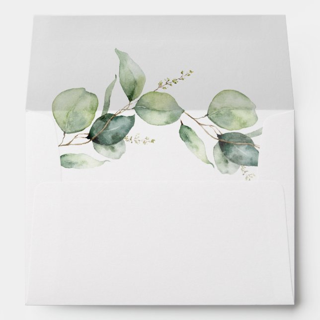 Eucalyptus Greenery Wedding Return Address Envelope (Back (Bottom))