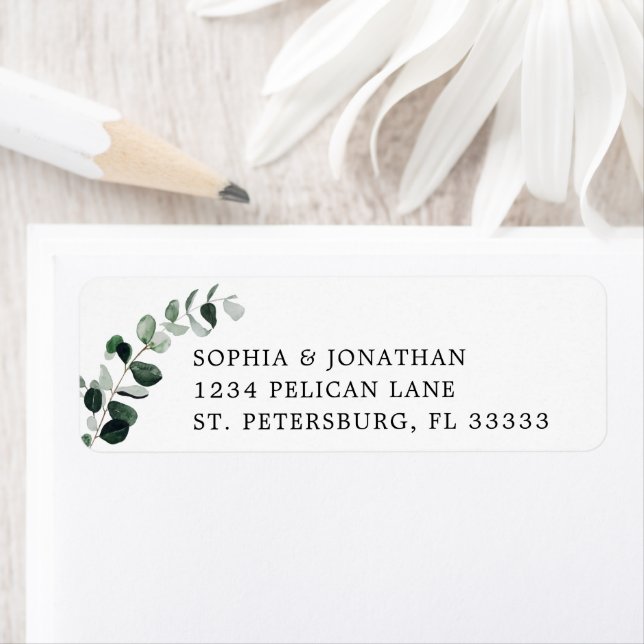 Eucalyptus Greenery Wedding Return Address Label (Insitu)