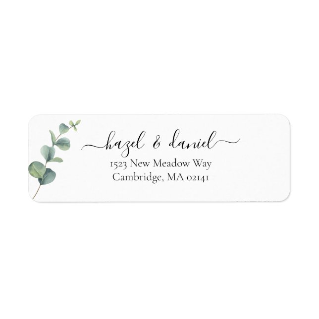 Eucalyptus Greenery Wedding Return Address  Return Address Label (Front)