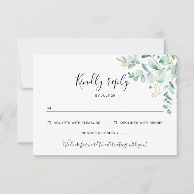 Eucalyptus Greenery Wedding Rsvp Card (Front)