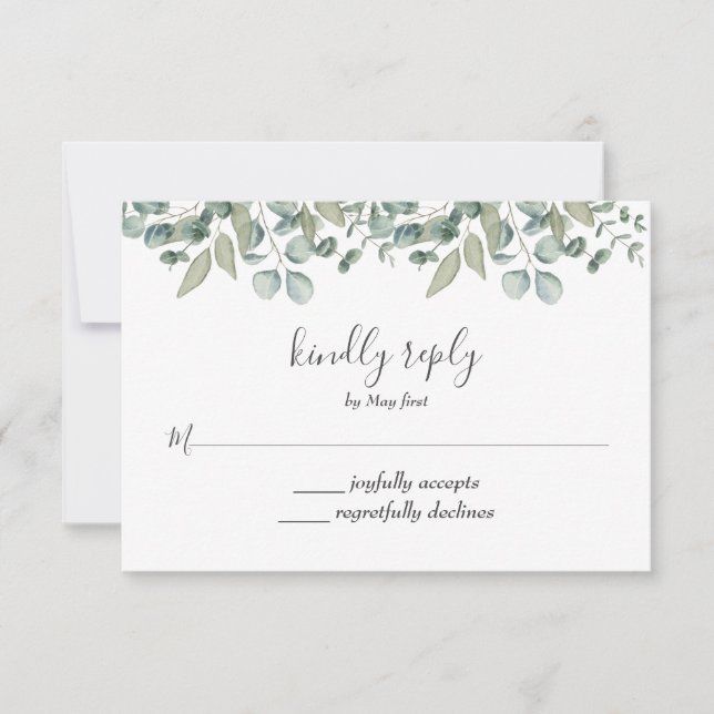 Eucalyptus Greenery Wedding RSVP Card (Front)