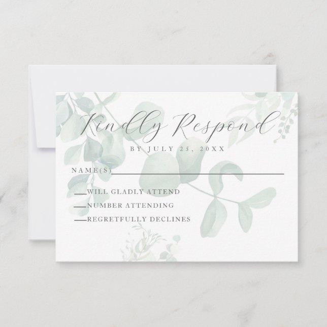 Eucalyptus Greenery Wedding RSVP Card (Front)