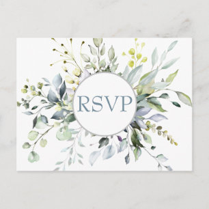 Eucalyptus Greenery Wedding RSVP with Meal Choice Postcard