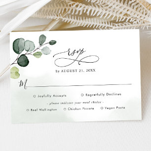 Eucalyptus Greenery Wedding Rsvp with Meal Options