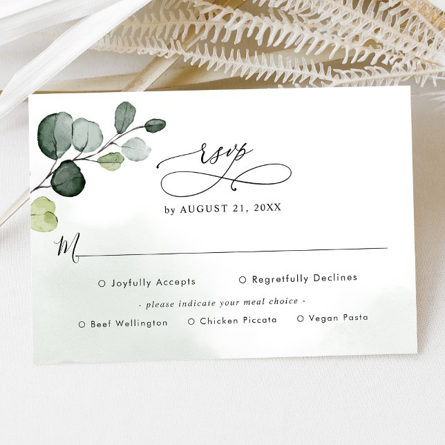 Eucalyptus Greenery Wedding Rsvp with Meal Options (Creator Uploaded)