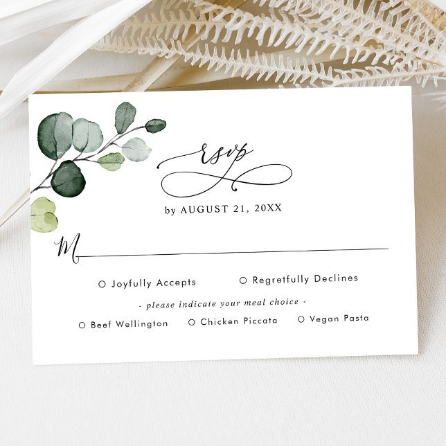 Eucalyptus Greenery Wedding Rsvp with Meal Options Card (Creator Uploaded)