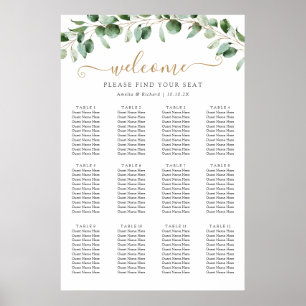 Eucalyptus Greenery Wedding Seating Chart