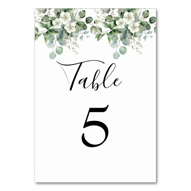Eucalyptus Greenery Wedding Table Number (Front)