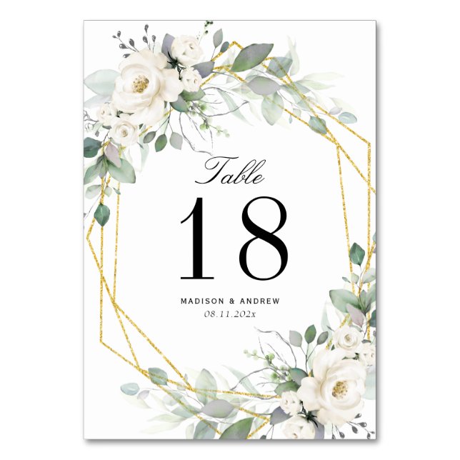 eucalyptus greenery wedding table number (Front)