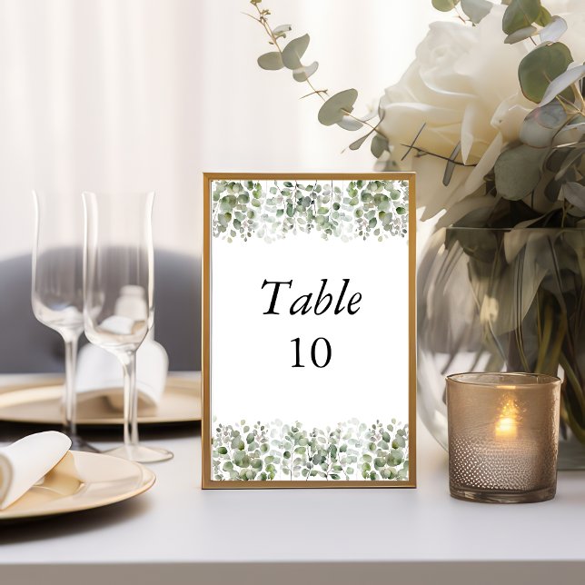Eucalyptus Greenery Wedding Table Number Cards (Eucalyptus Greenery Watercolor Wedding Table Number Cards)