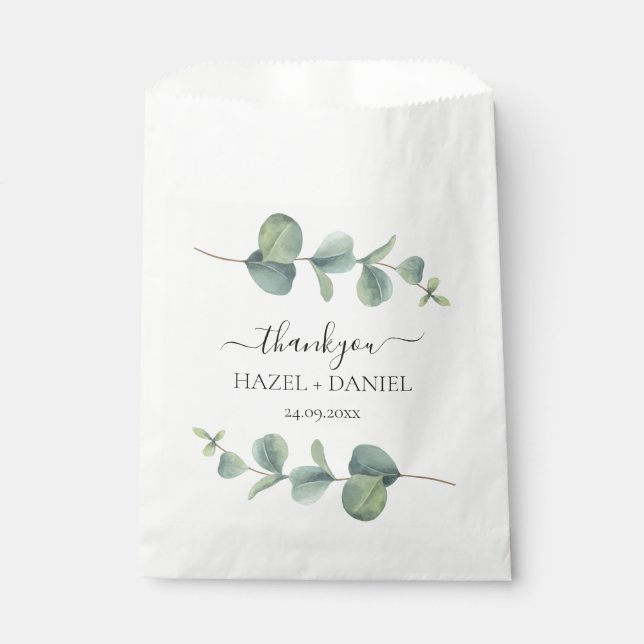 Eucalyptus Greenery Wedding Thank You Favour Bag (Front)