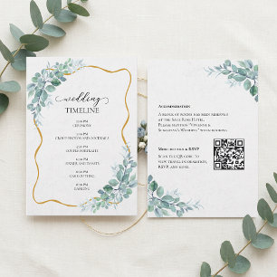 Eucalyptus Greenery Wedding Timeline QR Code Enclosure Card