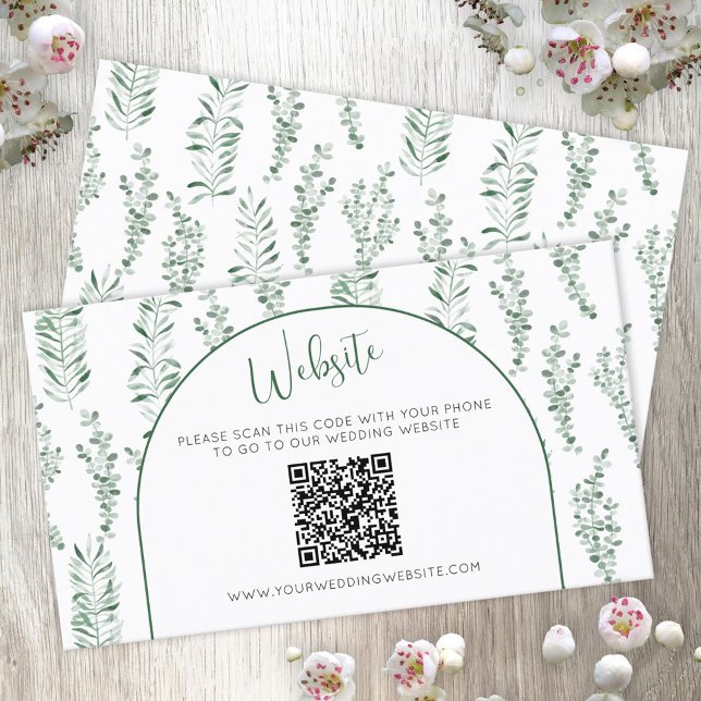Eucalyptus Greenery Wedding Website QR Code Card (Creator Uploaded)