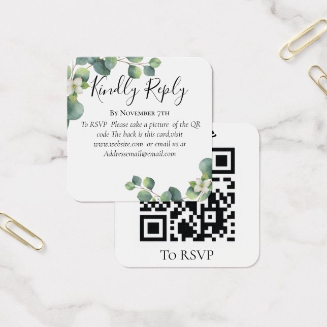 Eucalyptus greenery Wedding Website QR Code RSVP  (Office)